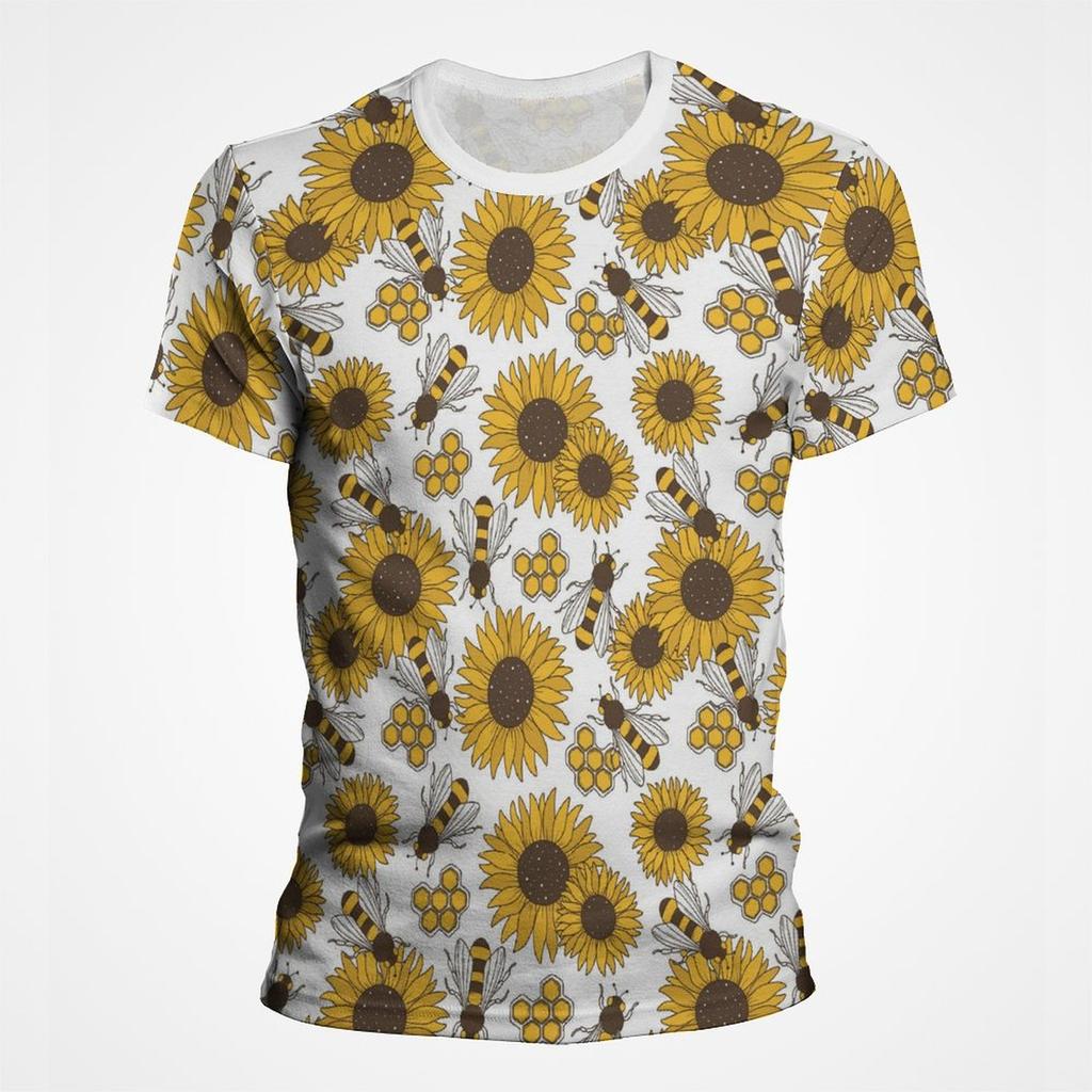 Модные футболки с 3D-принтом подсолнуха, мужские футболки с коротким рукавом и круглым вырезом, модные мужские уличные рубашки