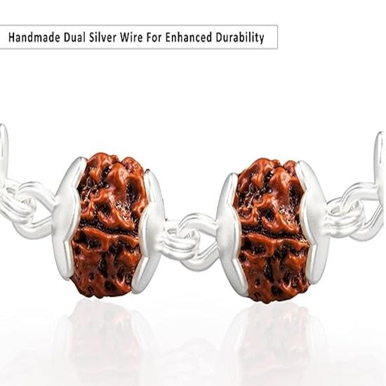 Серебряный браслет ручной работы из двойной проволоки Rudraksha Rakhi для брата, мужской браслет