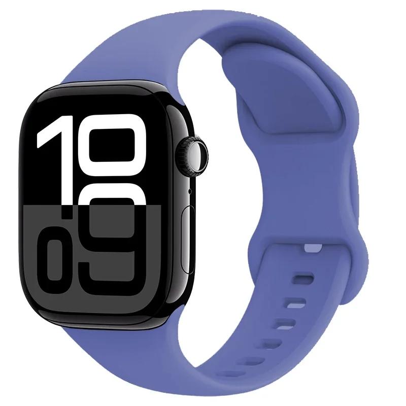 Силиконовый Ремешок Для Apple Watch 11 10 46мм 42мм 9 8 7 45мм 41мм Ultra 3/2 49мм Спортивный Браслет Ремешок iWatch 6 5 4 SE 44мм 40мм