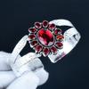 Beautiful Red Garnet Gemstone Handmade Cuff Bangle 925 Sterling Silver Cuff Bangle,  Red Garnet Flower Shape Bracelet For Wife, Unisex Bangle, Gift