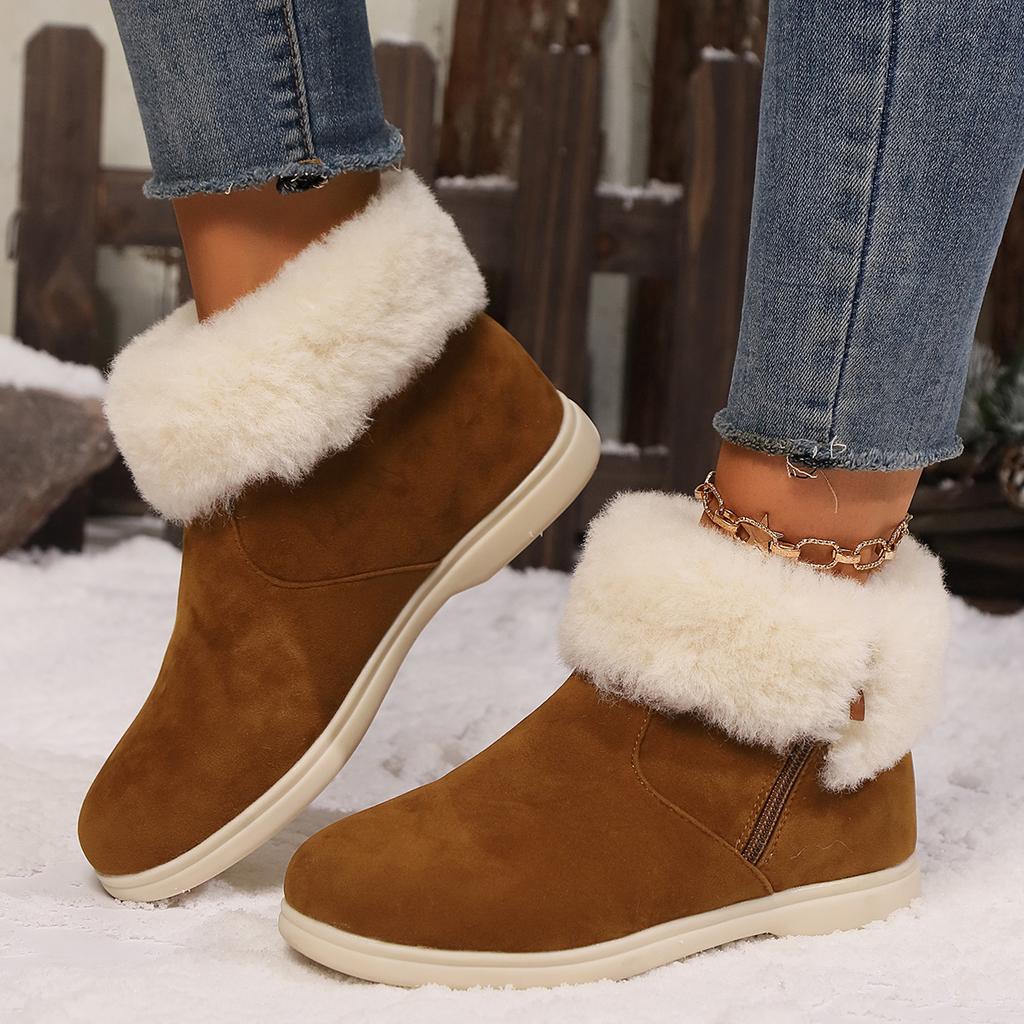 Женские меховые теплые ботильоны из замши, зимняя обувь 2025 года, новый брендовый тренд, короткие плюшевые туфли на плоской подошве, ботинки «Челси», спортивная повседневная обувь, Botas