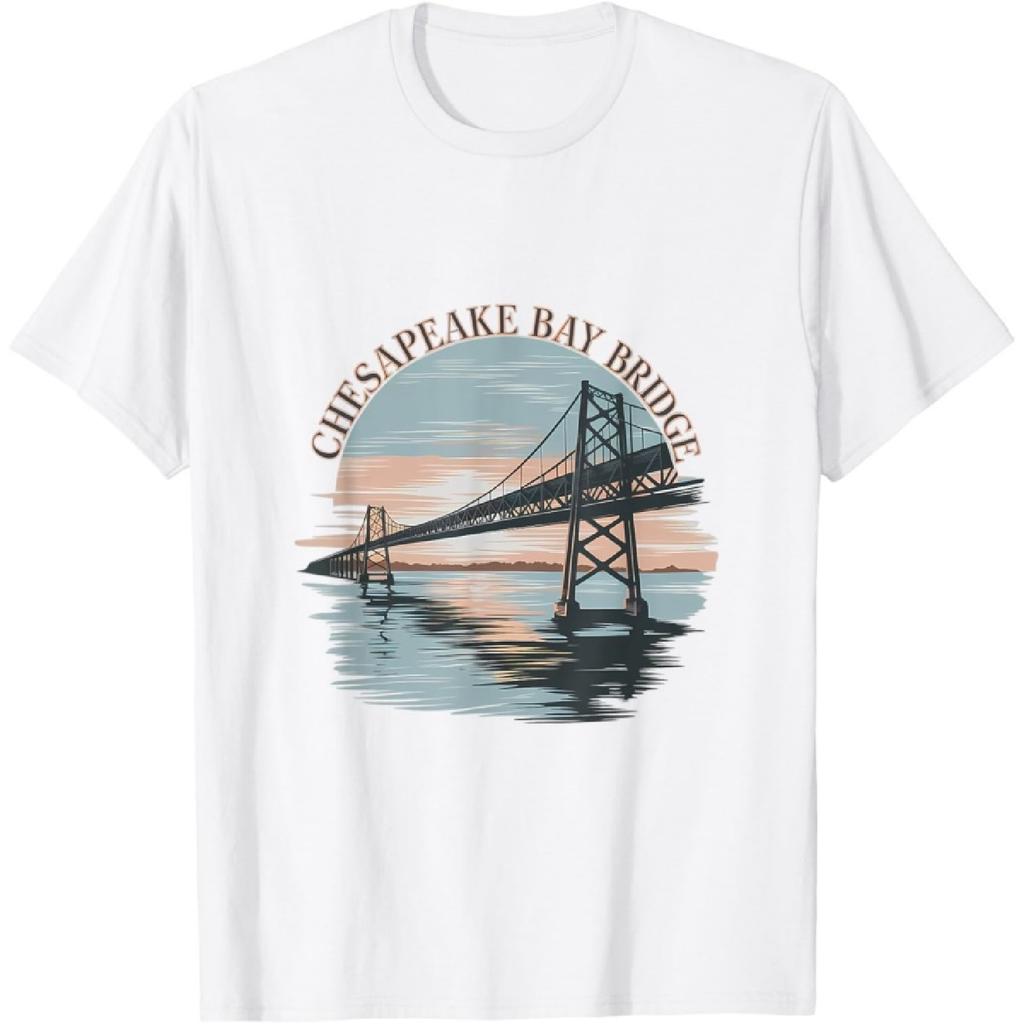 Vintage Chesapeake Bay Bridge Sunrise Memento Maryland Icon T-Shirt