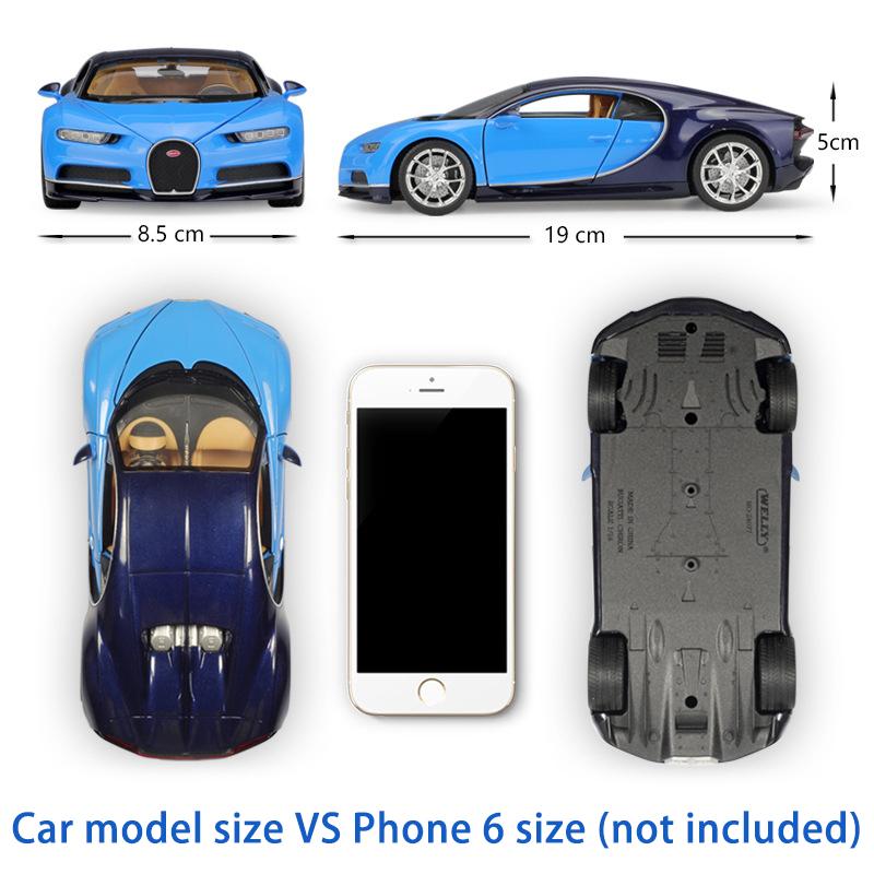 Масштаб 1/24 Welly Bugatti Chiron, модель автомобиля из сплава, литье под давлением, металлические игрушечные автомобили, модель автомобиля, коллекция высокой имитации, детские подарки