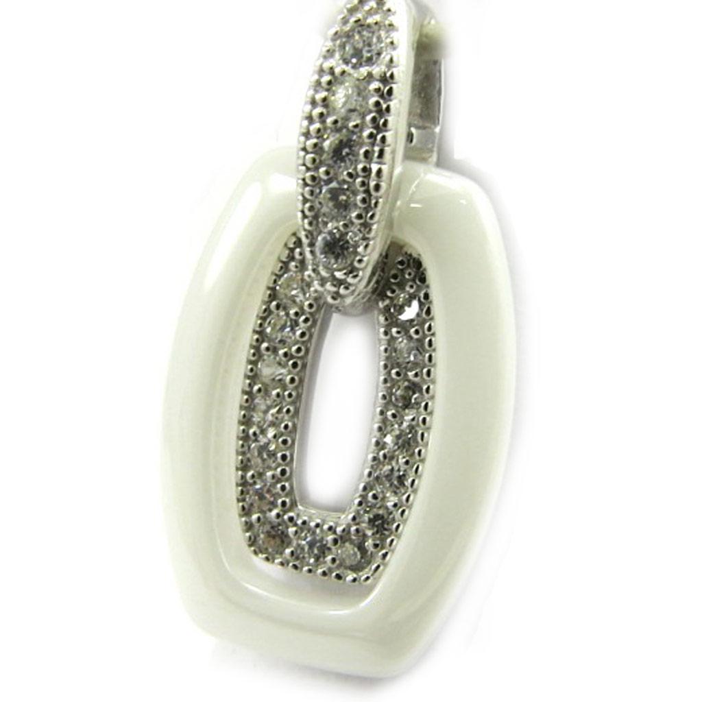 Les Trésors De Lily [L5675] - Серебряный кулон "Сисси" белый (керамика) родиевое покрытие - 15х10 мм