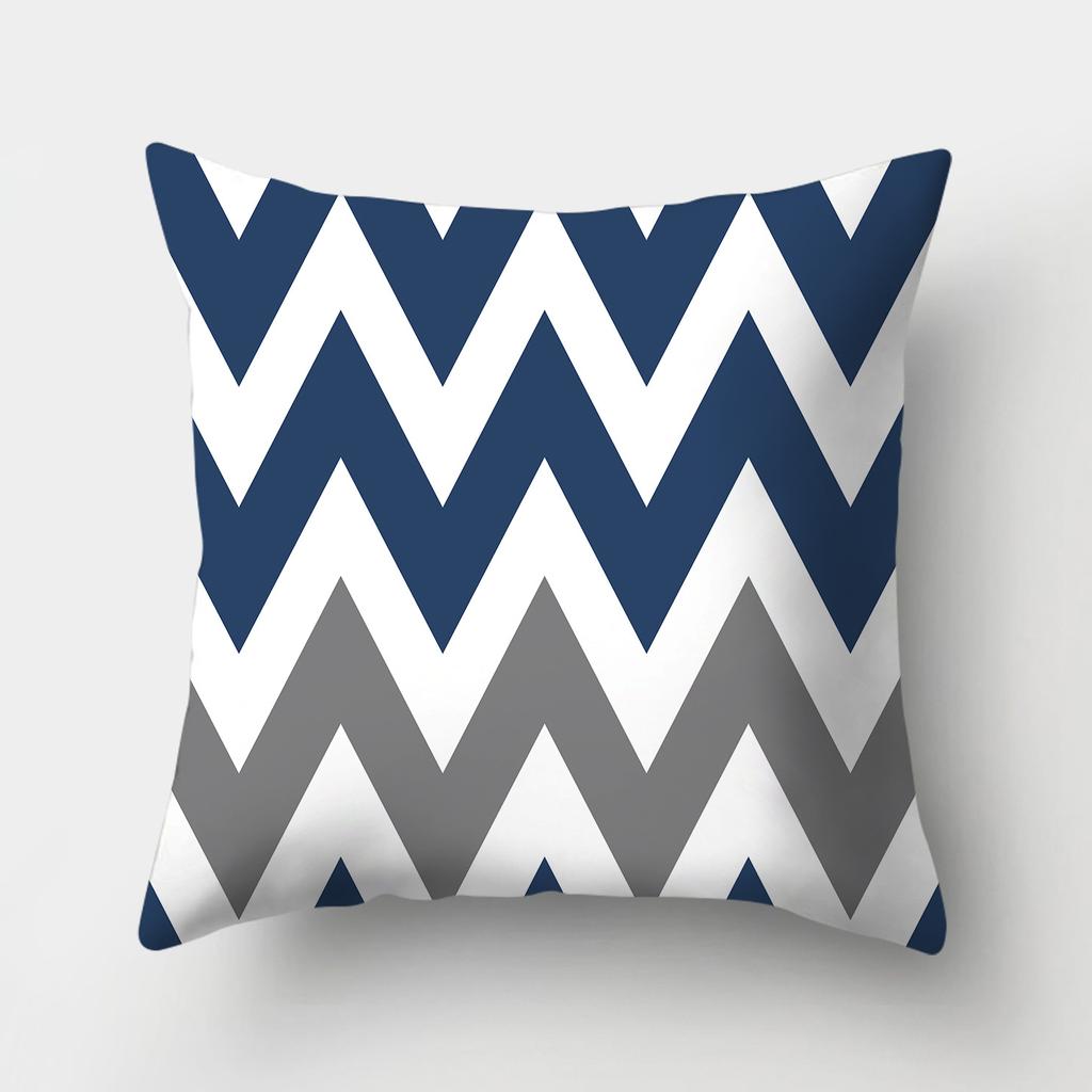 Blue Pattern Decorative Cushion Cover Stripe Geometric Pillow Case For Car Sofa Decor Pillowcase Home Throw Pillow Cover 45X45CM