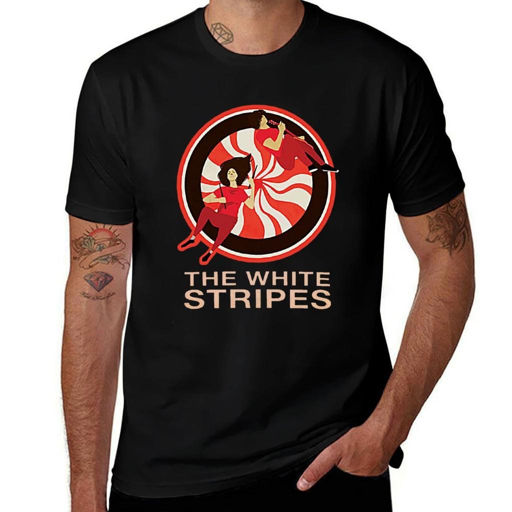 White Stripes TShirt Large Size Basic Casual TShirt
