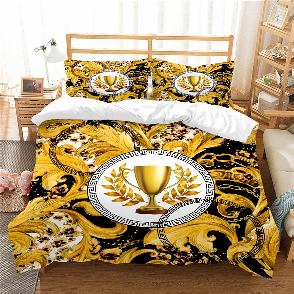 3D Digital Printing Luxury Quilt Cover Pillowcase Single Double Bed Household Textile Microfiber Soft Bedding Set 2/3 Pieces Gift
