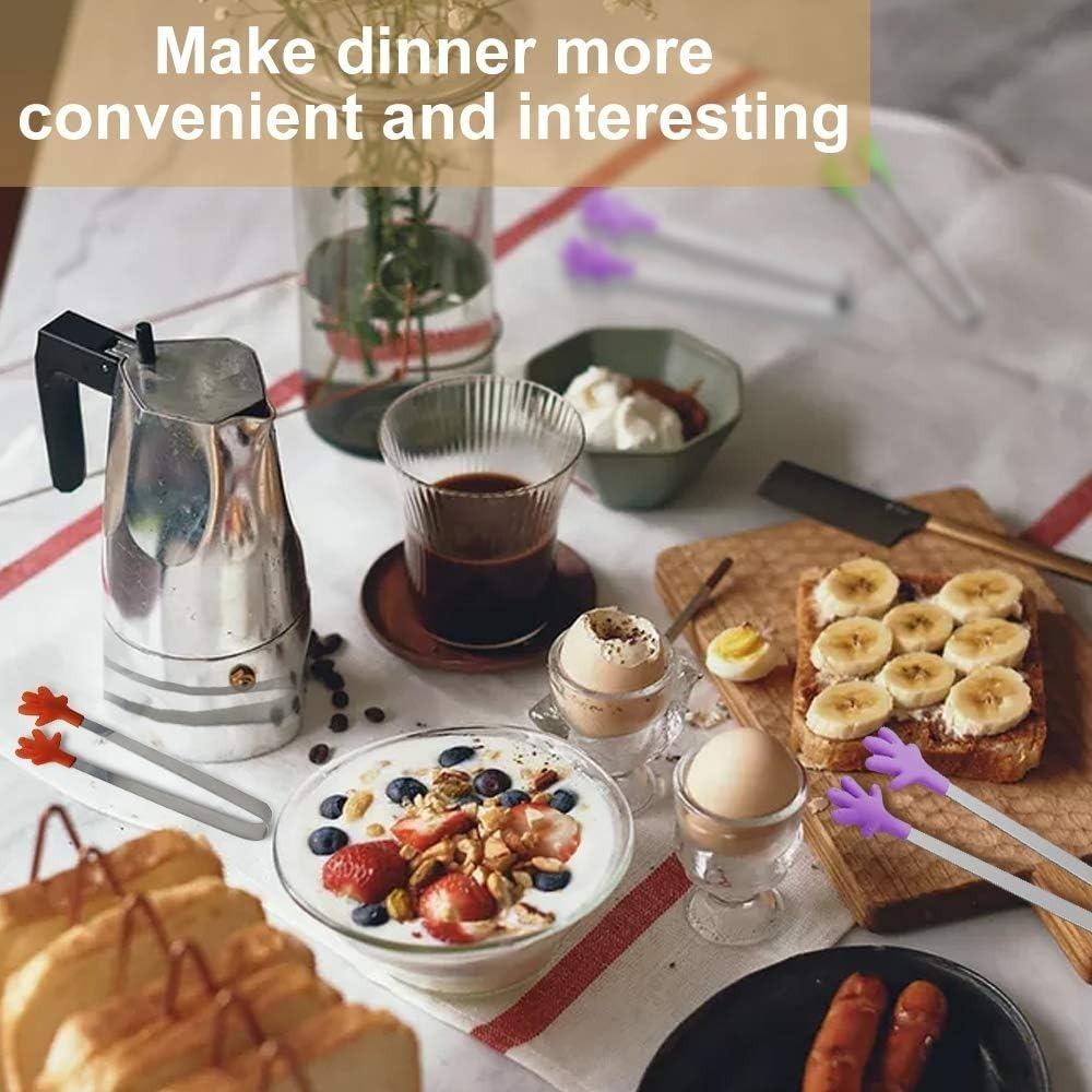 8 штук силиконовых мини-зажимов в форме руки, разноцветные детские зажимы для еды, льда, фруктов, барбекю, легко моющиеся, 5 дюймов