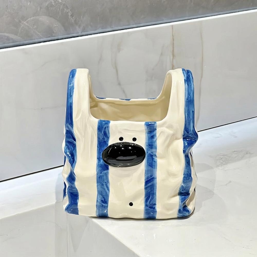 Handbag Style Ceramic Storage Box Puppy Shaped Desktop Pen Holder Desktop Organizer
