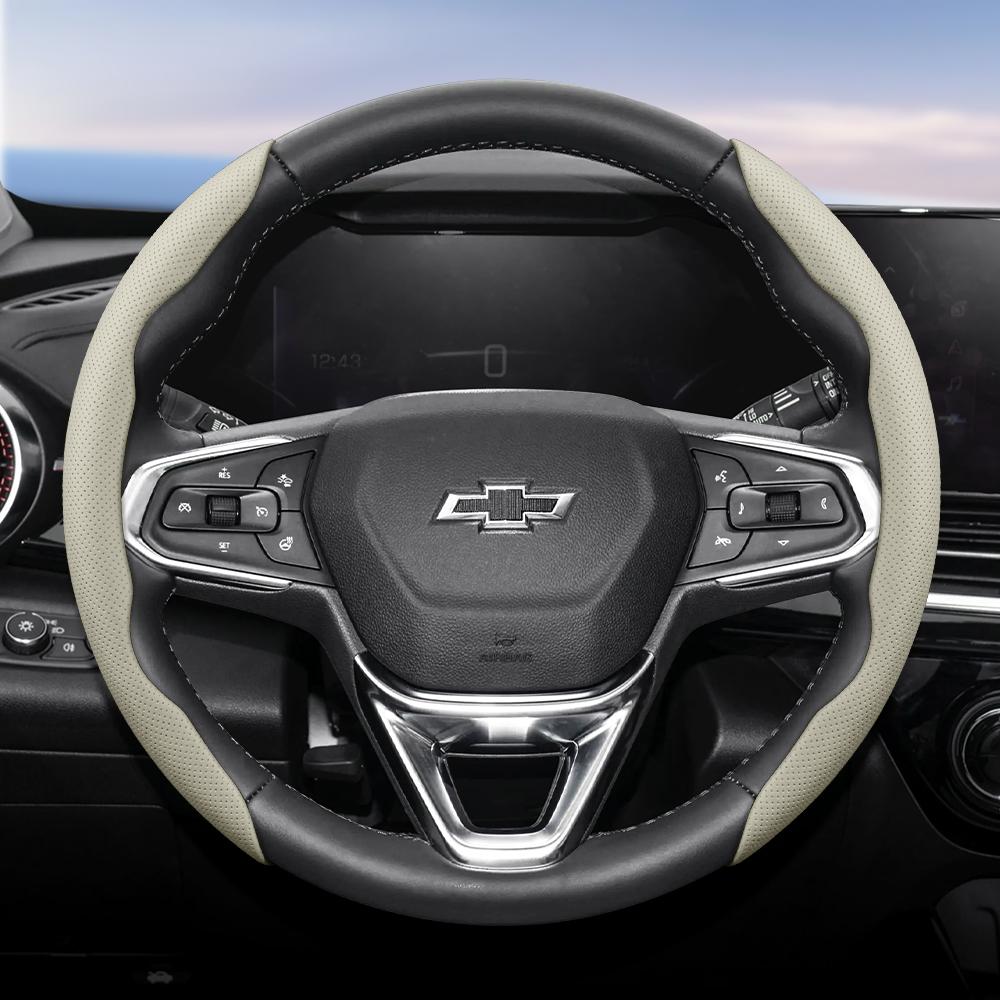 AABHN1 Suitable for Chevrolet Breathable Holes Leather Steering Wheel Cover Segmented Quick Release Design Non-Slip and Durable Cruze Spark Captiva