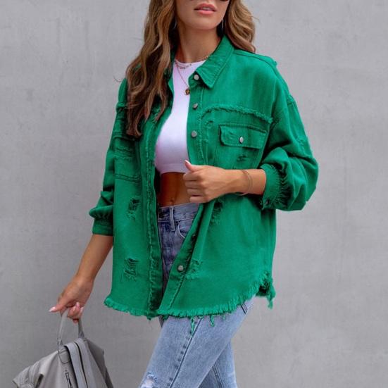 Женская куртка с рваными карманами и декором, однобортное однобортное пальто с длинными рукавами в стиле хип-хоп, уличная одежда с лацканами, свободное винтажное женское пальто на весну и осень