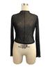 2025 Spring/Summer Women's Stand-Up Collar Sequin Mesh T-Shirt