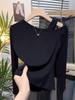 Korean Style Plus Size Slimming One-Shoulder Long-Sleeve T-Shirt for Women - Early Autumn New Collection