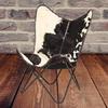 Home Decor Genuine Goat Leather Butterfly Arm Chair with Black/Brown White