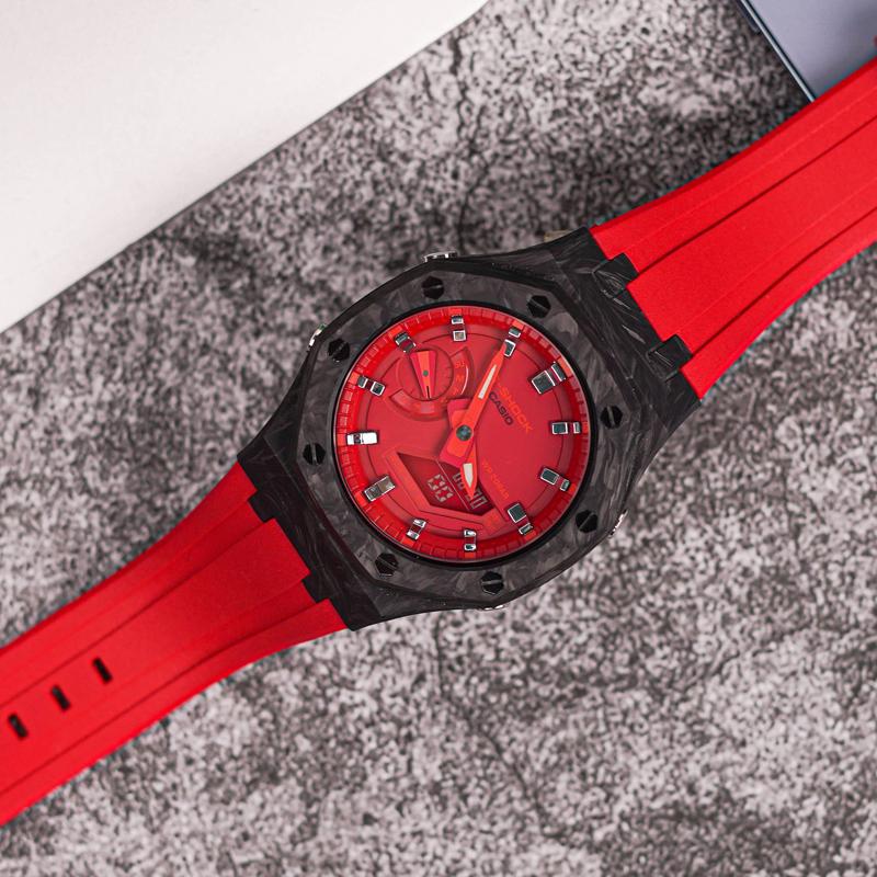 Casio Унисекс Жидкокристаллические, Аналоговые Двойной Дисплей Серия 44 мм Красные Часы GA-2100-4A(Часы1--)