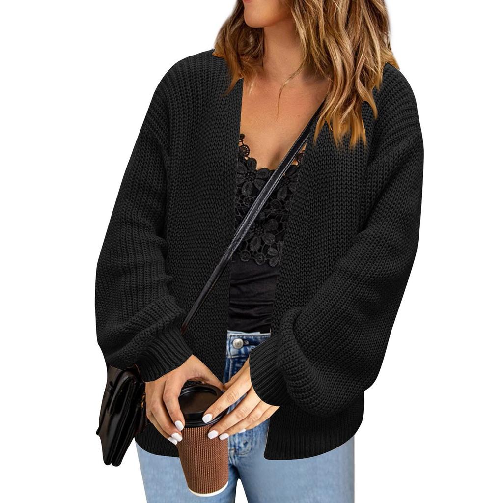 Women's Loose Casual Long Sleeved Knitted Cardigan Sweater Long Sleeved Jacket Fashionable Jacket