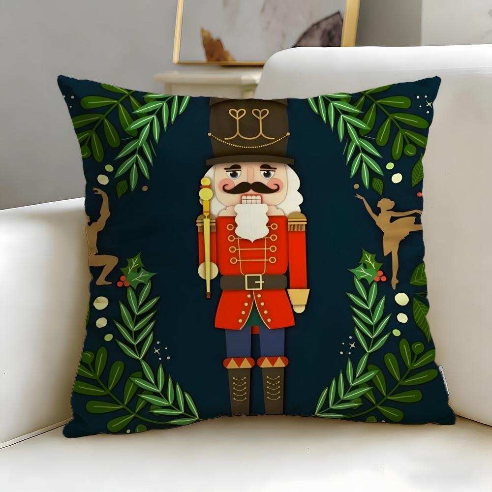 classic doll Nutcracker Doll Cushion Cover Soft EasyWash Pillow Case Versatile for Couch Bed Travel and Office