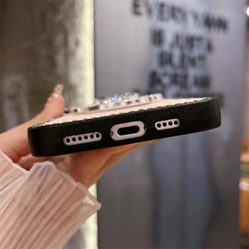Роскошный зеркальный кожаный чехол с бриллиантовым блеском для iPhone 16 15 14 13 12 11 Pro Max, противоударный чехол