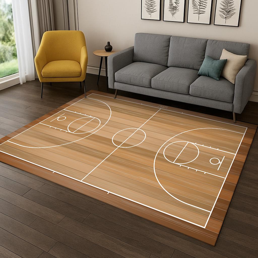 Basketball Court Sports Cartoon Carpet Carpet Rug for Sofa Bedroom Living Room Doormat Home Decor,Kid Game Non-slip Floor Mat