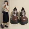Ретро большая голова толстая подошва увеличивающие рост кожаные маленькие кожаные туфли женские новые универсальные нишевые на шнуровке лоферы