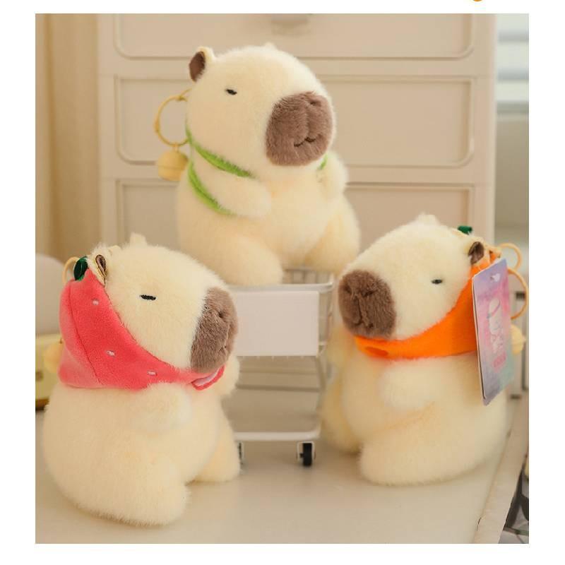 Strawberry Hat Persimmon Capybara Plush Pendant Keychain Backpack Decoration