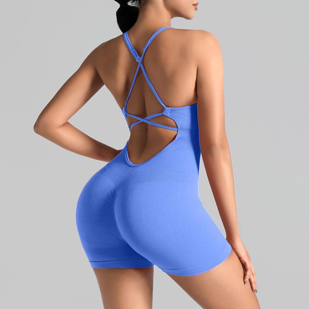 Бесшовный цельный костюм для йоги с элегантной спинкой и дизайном «персиковые ягодицы»