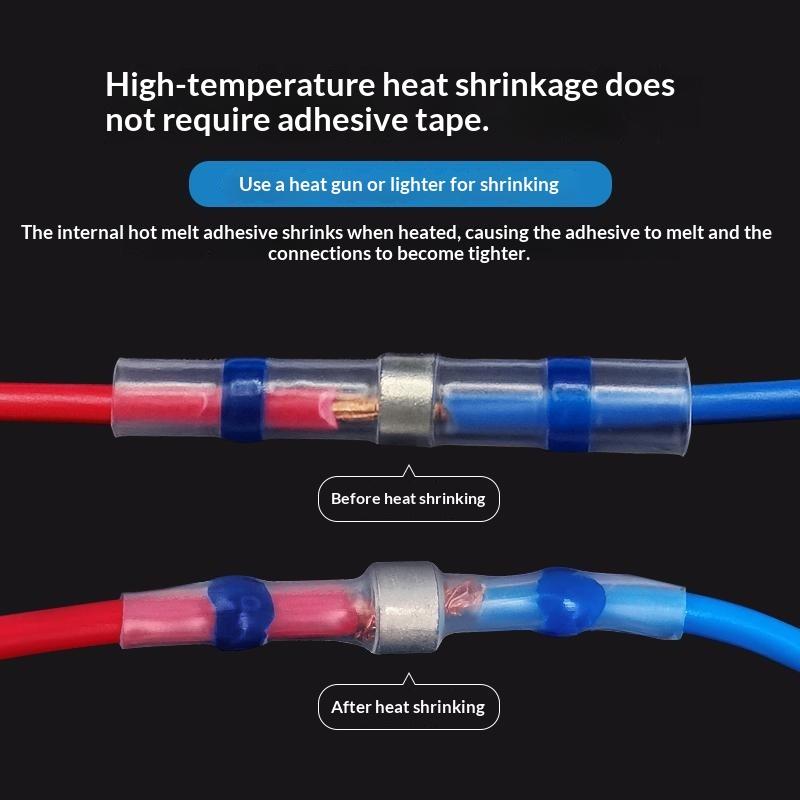 50/70/100Pcs Electric Copper Tape Solder Sleeve Waterproof Solder Seal Tin Ring Heat Shrink Butt Wire Connector Terminal