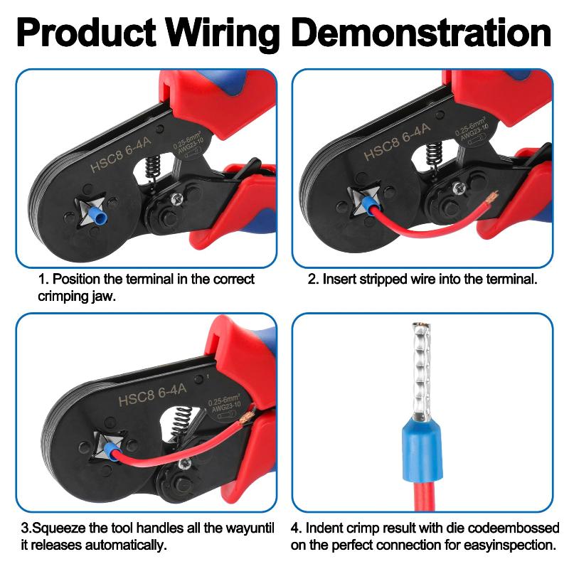 Multifunctional Crimping Tool Wire Stripper Portable Ferrule Crimper Pliers for Home Electrician Daily Use