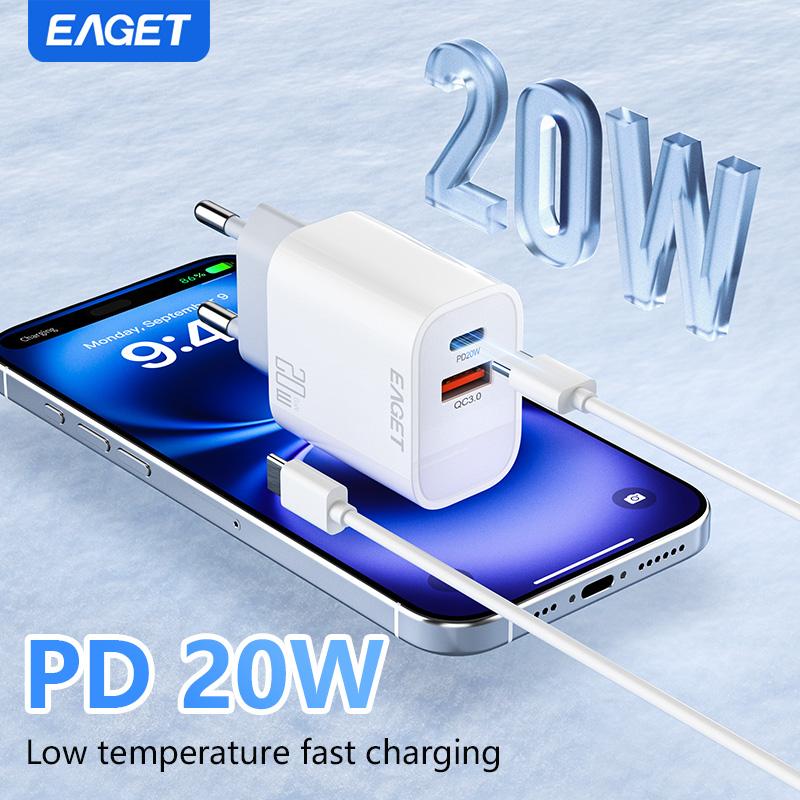 1 шт./2 шт. зарядное устройство 20 Вт европейского типа C сверхбыстрая зарядка, совместимая с Apple и другими смартфонами, 20 Вт USB-C настенное зарядное устройство с двумя портами