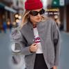 Grey Wool Blend Short Jacket for Women Casual Sports Style