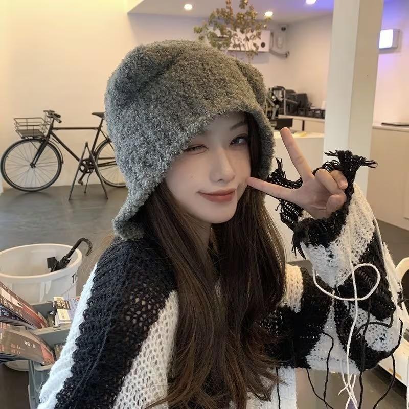Xiaomi 1-10PCS Cute Bear Ear Knitted Hat for Women Warm Cozy Winter Fall Outdoor Casual Daily Wear Fashionable Brown Gray Color
