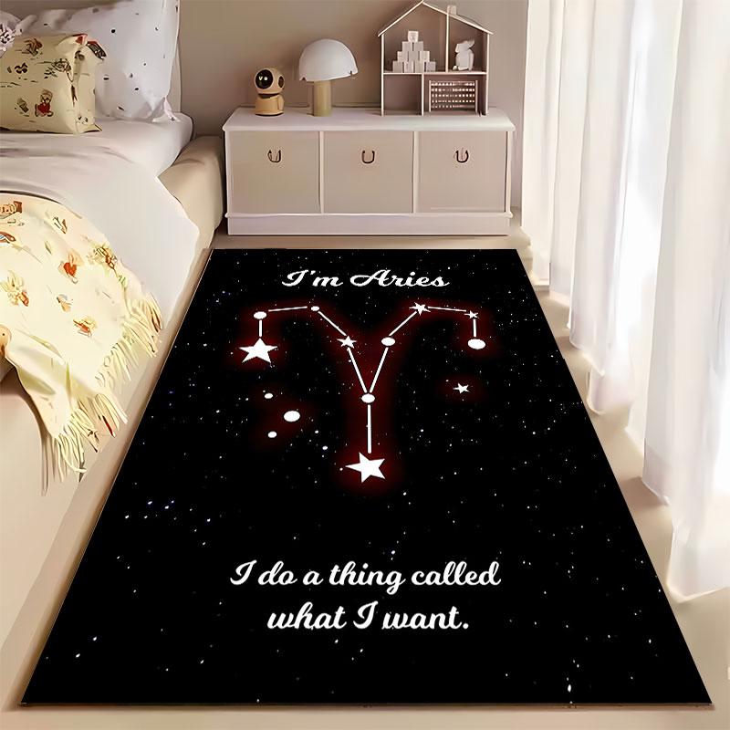 Aries Zodiac Constellation Carpet suitable as a non-slip mat for the living room or bedroom sofa