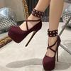 Fashion Women's Fashion High Heel New Ankola Red Willow Nails High Heel with Platforms Women Sandals Sexy Pole Dance Party Heels Tacones