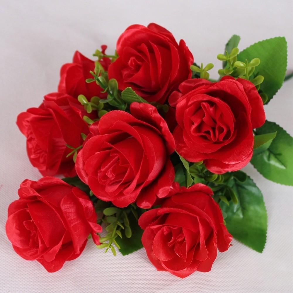 Plastic Valentine's Day Flowers 7 Heads Noble Consort Rose Natural Simulated Rose  Home Decorative