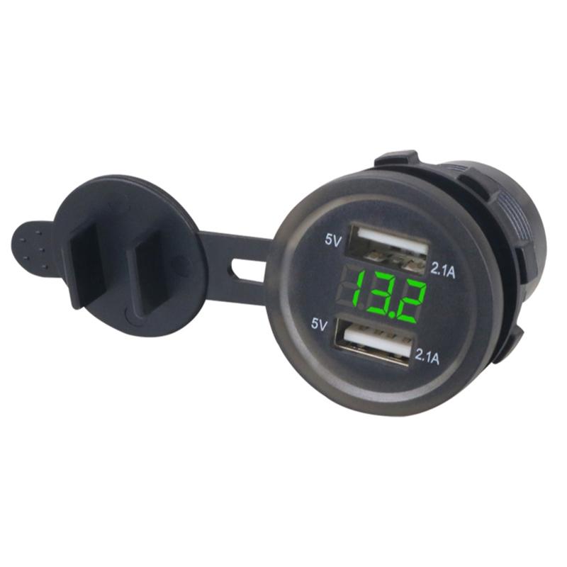 Автомобильный разъем USB с двумя разъемами 12-24 В, вольтметр, светодиодный автомобильный адаптер питания
