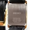 Seiko Квадратные кварцевые часы SWR052 Белый циферблат Черный кожаный ремешок Мужские