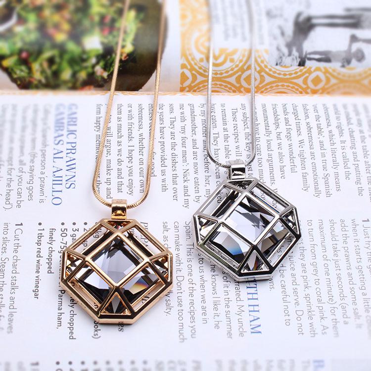 Модный квадратный полый свитер-цепочка, ожерелье, аксессуары для одежды, подвеска