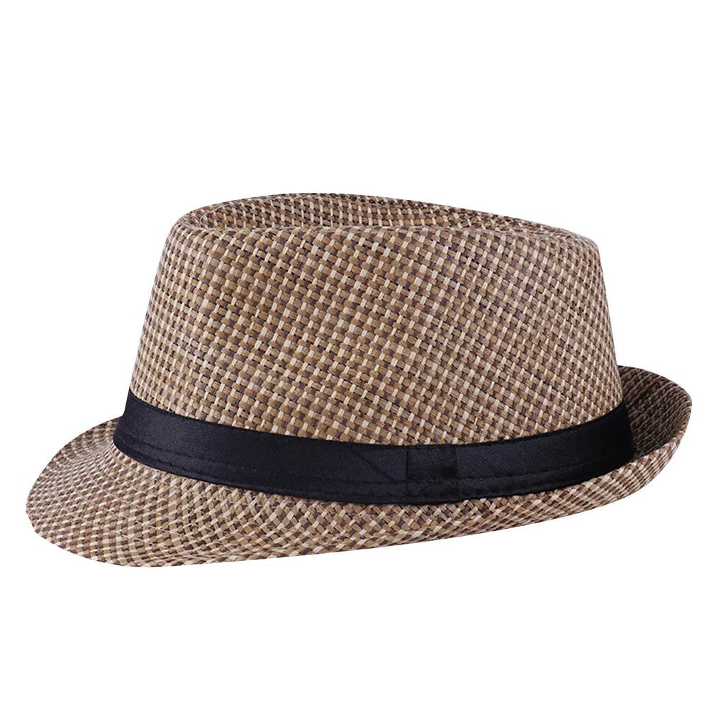 Classic Panama Hat Unisex Gangster Cap Beach Sun Hat Band Sunhat