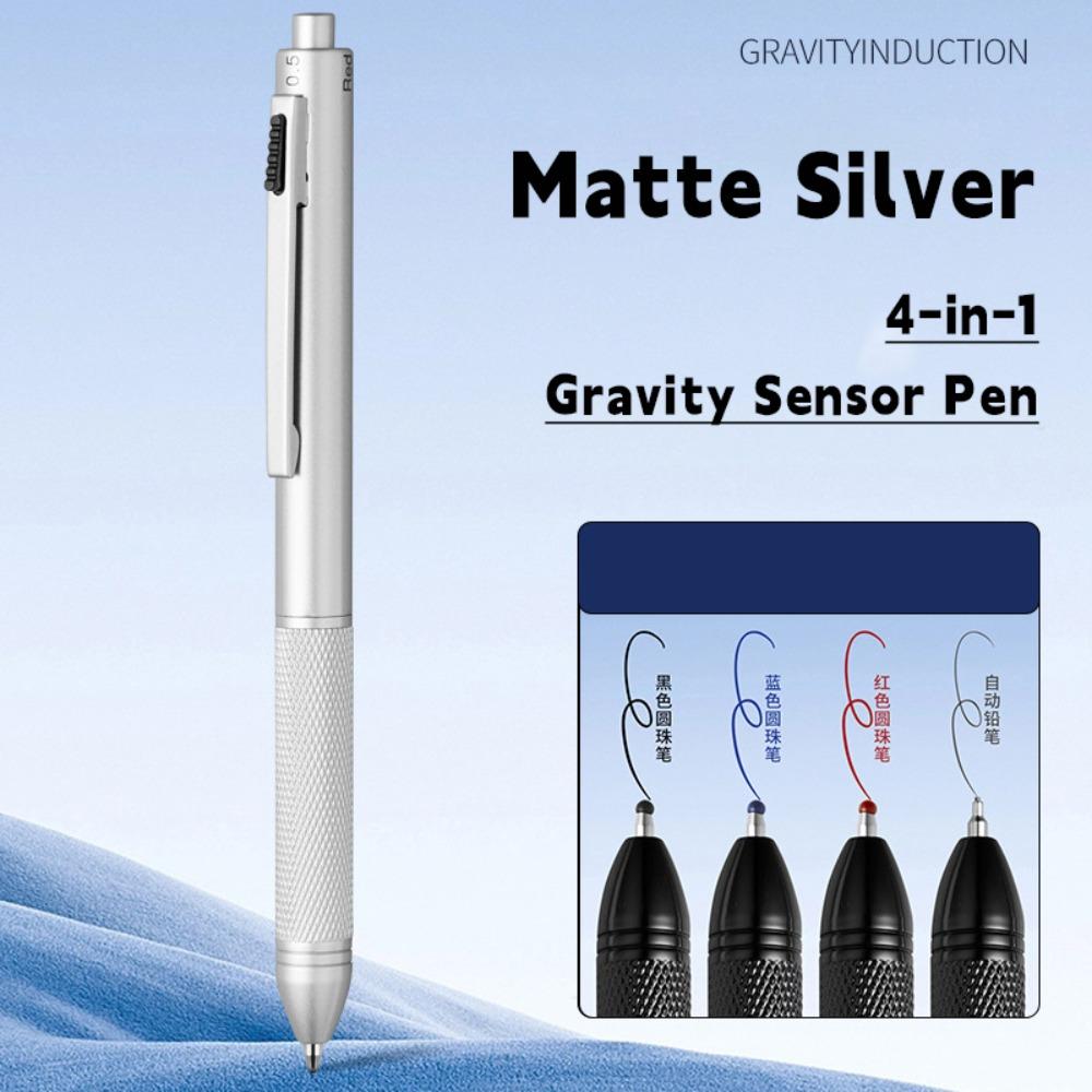 Metal Multifunction Pen 4-in-1 0.5mm Mechanical Pencil Simple 3 Color Ballpoint Pen  School Office