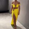 2024 Summer European & American Style Sexy Tube Top & Slit Skirt Suit
