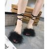 Autumn New Open-toed Fluffy Sandals Women's Thin Suede Hollow Straps Stiletto High-heeled Women's Shoes