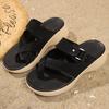 Шлепанцы женские тапочки уличные спортивные сандалии на толстой подошве летние новые повседневные тапочки с открытым носком и покатым каблуком
