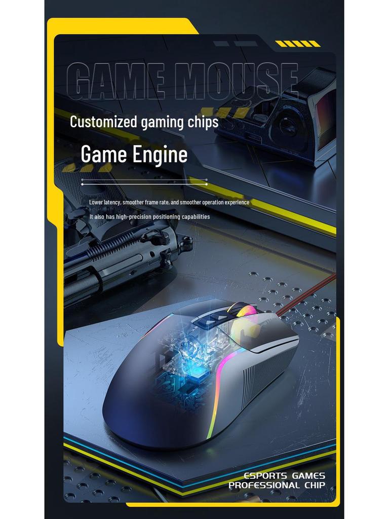 Проводная механическая игровая мышь RGB с программированием макросов для ПК и ноутбуков