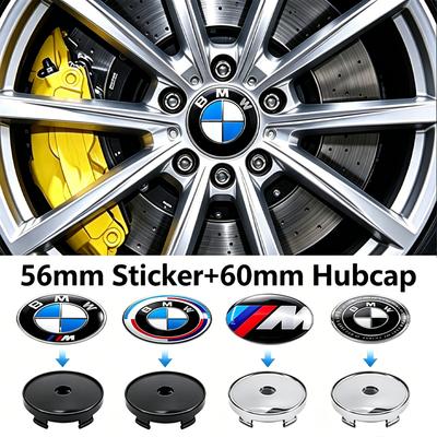 4Pcs 56mm 60mm Aluminum Logo Car Wheel Center Hub Cap Stickers For BMW M E30 E36 E39 E46 E60 E90 G30 X3 X5 E87 G20 E60 E92 X1 X2 CUQ1 QQ16