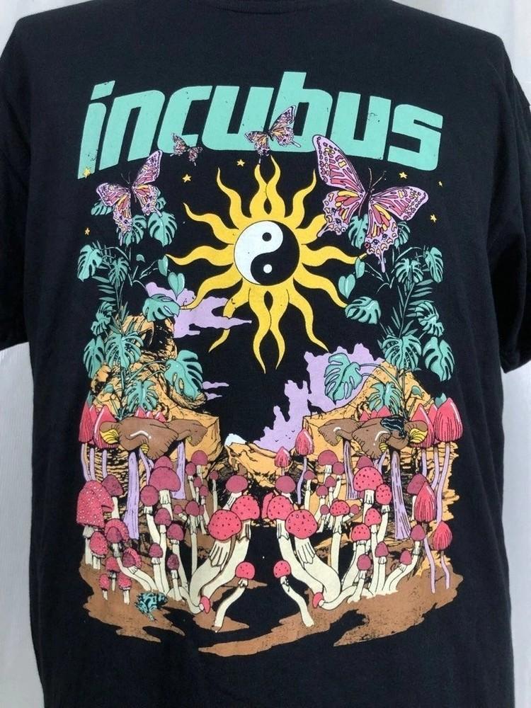 90-е группа Incubus Графическая базовая черная Винтажная футболка Хлопковая футболка унисекс