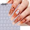 Nail Art Decor Halloween Decoration Stickers, 3D Embossed Pumpkin Ghost Bat PVC Stickers Manicure Decals, DIY Accessories for Holiday Party