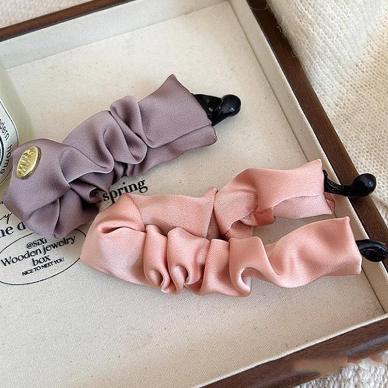 Korean Elegant Solid Fold Satin Banana Hair Clip For Women Girls Sweet Hair Ornament Hairpin Barrette Hair Accessories