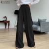 ZANZEA Spring Women Wide Leg Pants Elastic High Waist Long Trousers