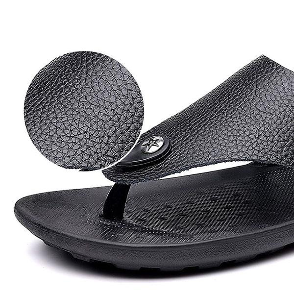 Summer Genuine Leather Slippers Men's Non-slip Flip-flops Fashion Casual Leather Slippers Sandals Men's Shoes
