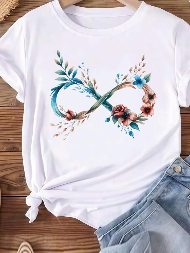 (Азиатский размер) пляжный тренд 90-х Женская футболка Топ Одежда Повседневная футболка Мода С принтом Леди Женская Графическая Футболки с коротким рукавом